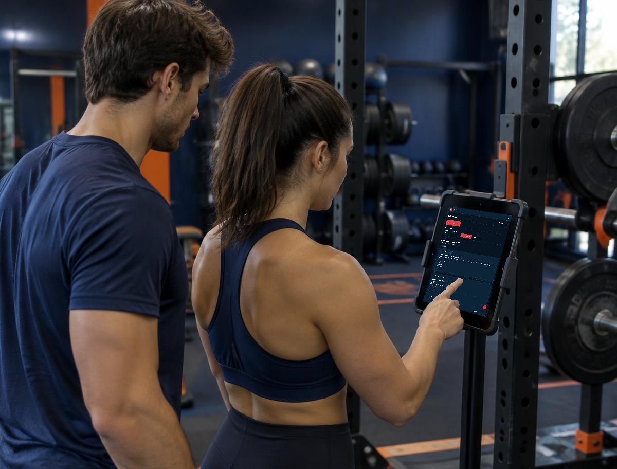 Coach and athletes using ALTA Station Mode on a shared iPad